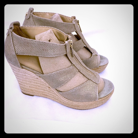 Michael Kors Shoes - Michael Michael Kors  Gold Canvas Wedges